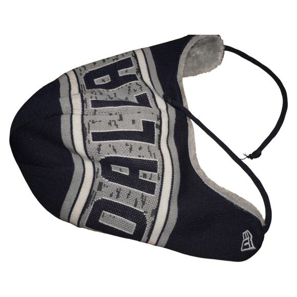 Dallas Cowboys New Era Knit Trapper Hat Winter Faux Fur Lined NFL Beanie - Picture 5 of 7